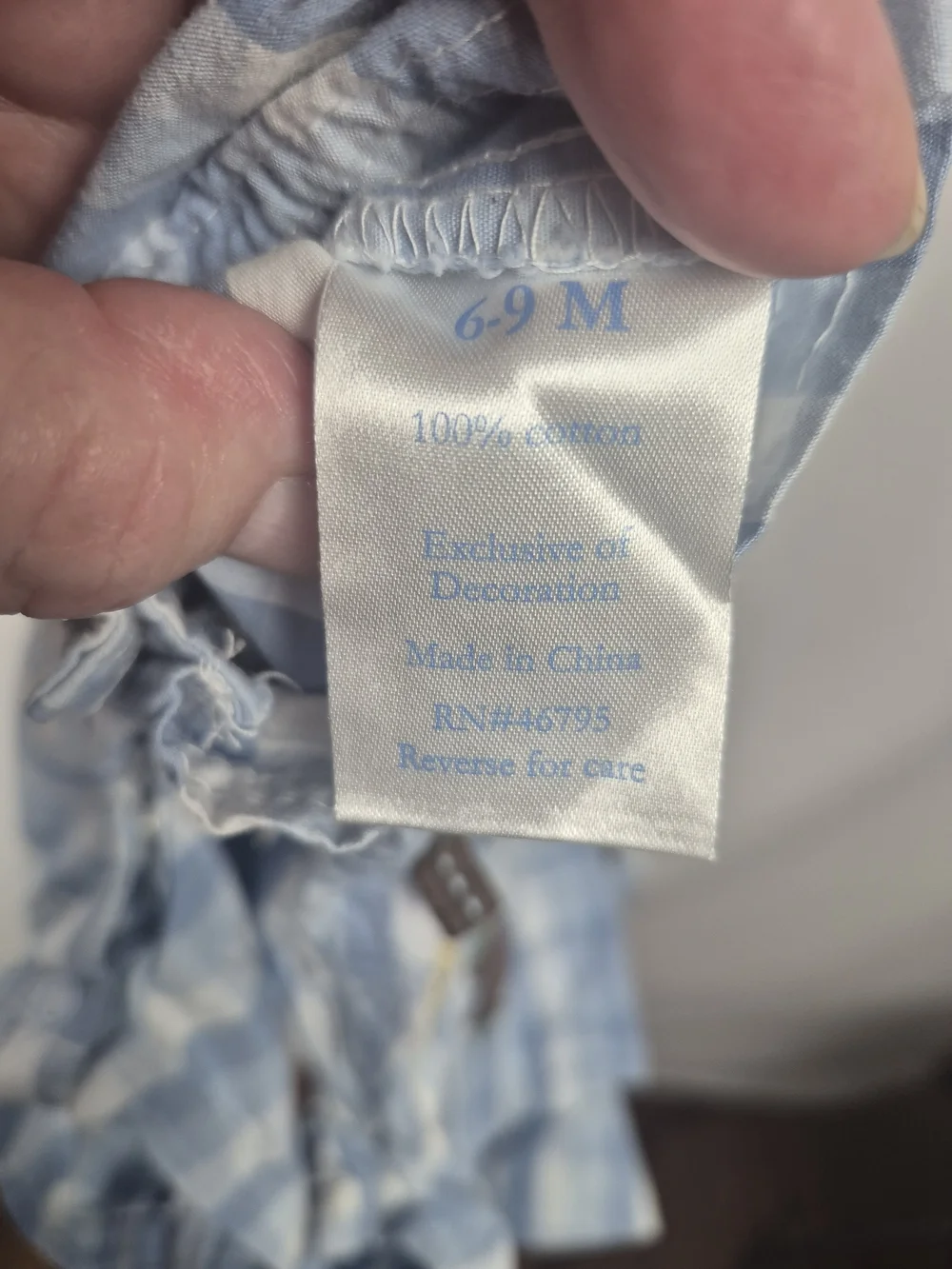 Disney Winnie The Pooh Light Blue and White Plaid 100% Cotton One-Piece 6-9M
